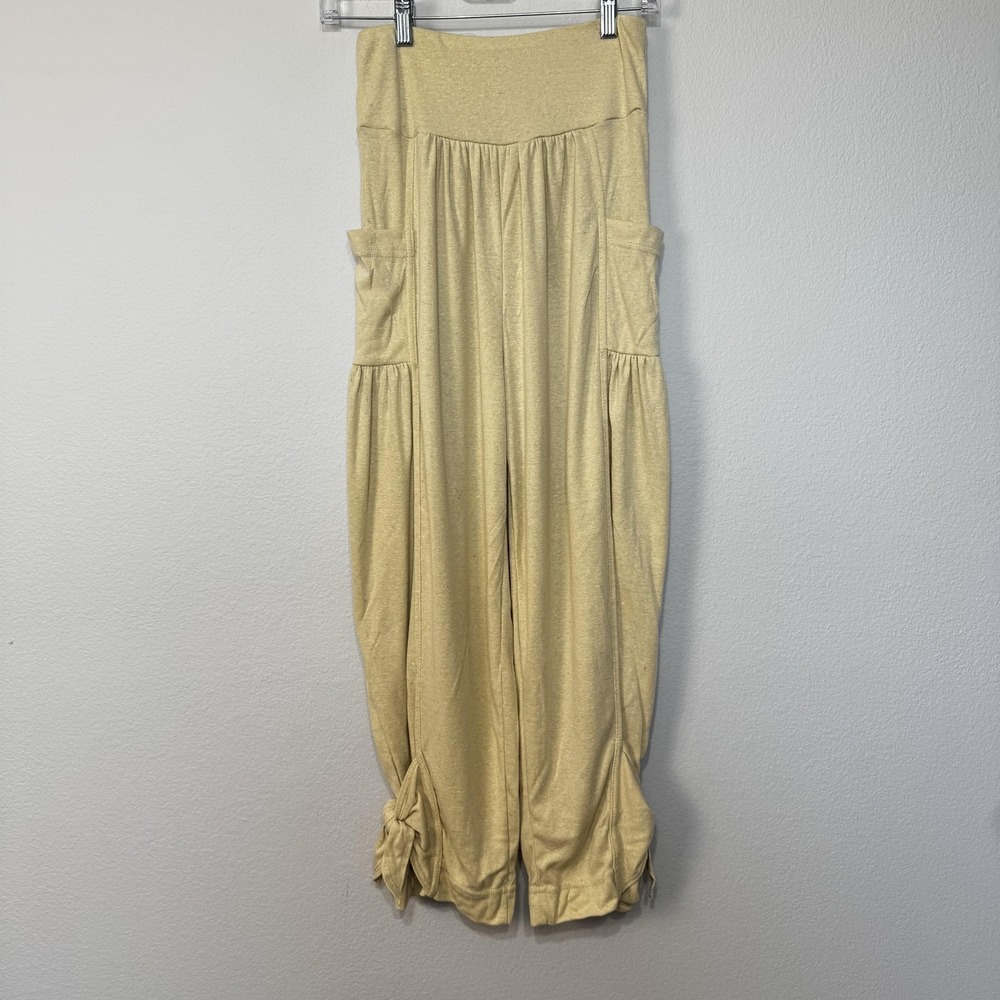 Free People FP Beach Pants Women's XS Beige Draped Harem Tie Hem Pockets Boho